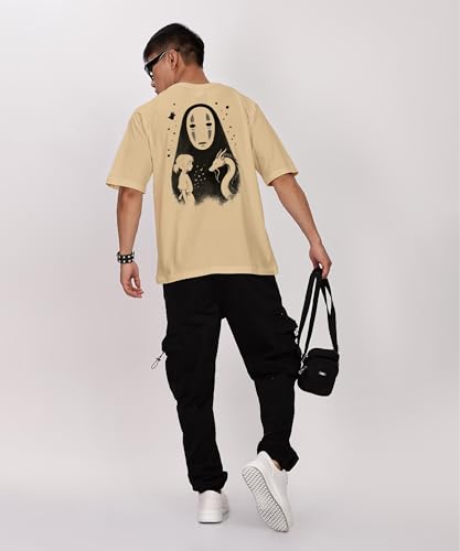 Image of SHODOX Bio-Washed Anti Bacterial 100% Pure Cotton Men's Oversized Aesthetic Premium Printed T-Shirt | Cozy Soft, Less Wrinkles Loose Fit, Drop Shoulder, Korean Baggy Style Tees for Mens