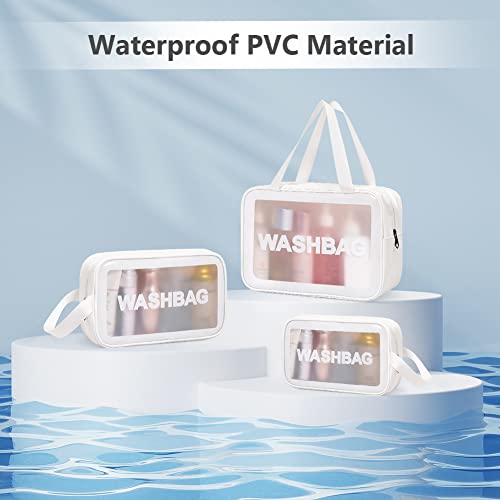 Aucuu 3-Pack Clear Toiletry Bags for Travel - Waterproof & Portable - Image 5