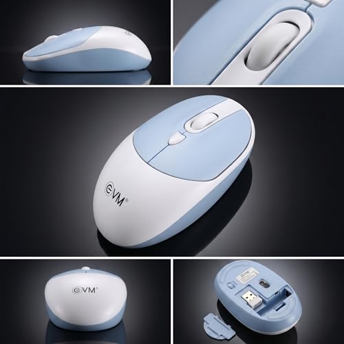 Image of EVM 2.4GHz Wireless Mouse with USB Receiver | 1200 DPI Optical Sensor | 4 Keys Ergonomic Mouse | Smooth Tracking | Wireless Mouse for Laptop, Desktop & Mac | EWLM-540-Blue