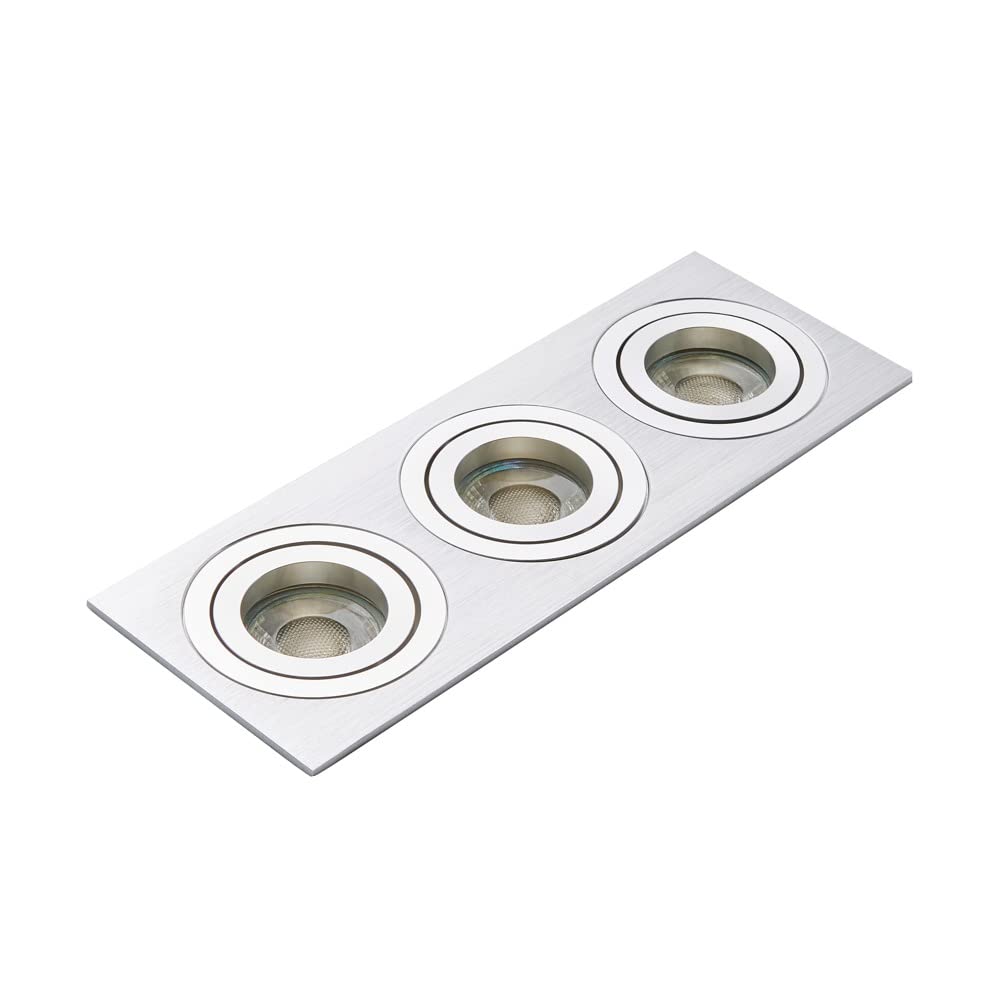 LITECRAFT Evra Recessed Downlight Rectangular Tiltable Spotlight - (3 Light, Silver)