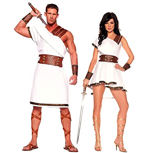 Image of Ulalaza Women's Cosplay Costume Cleopatra Greek Goddess Ancient Roman Warrior Uniform Outfit for Halloween Party