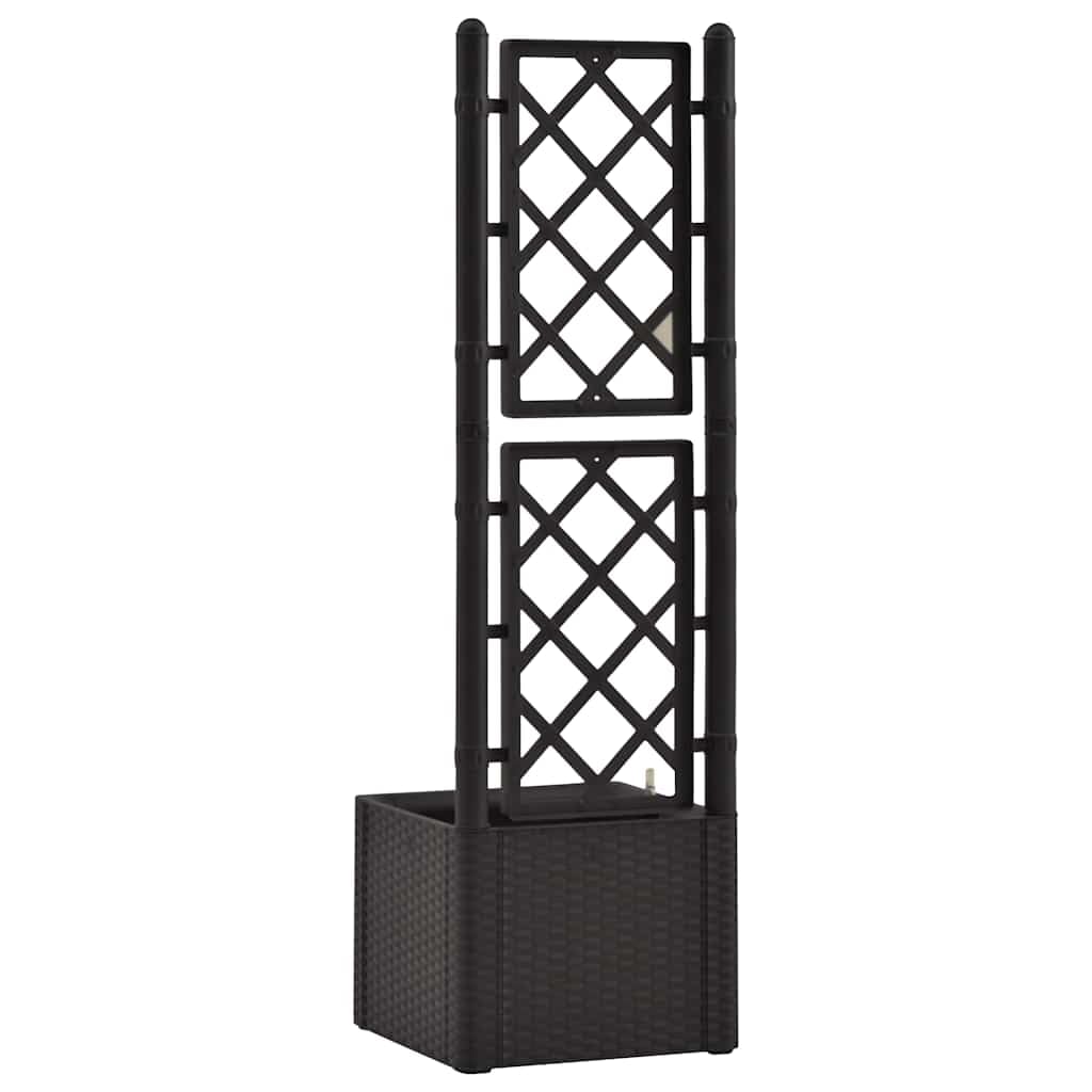 Fioriera con Traliccio e Autoirrigazione 35L Antracite | Vaso con riserva di acqua e supporto per piante rampicanti, ideale per arredare il balcone o il terrazzo.