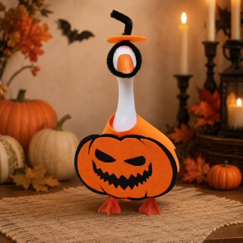 2 Pack Desk Goose Outfits 7 Inch for Halloween, Pumpkin & Spider — view 5