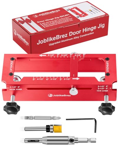 JoblikeBrez Door Hinge Jig Aluminum Alloy Doors Hinges Router Jigs Adjustable Door Jamb Hinge Jig Fits Door Hinges from 2.5 to 5 Length and Thicknesses Radius 1/4 Radius 5/8 and Square Corner