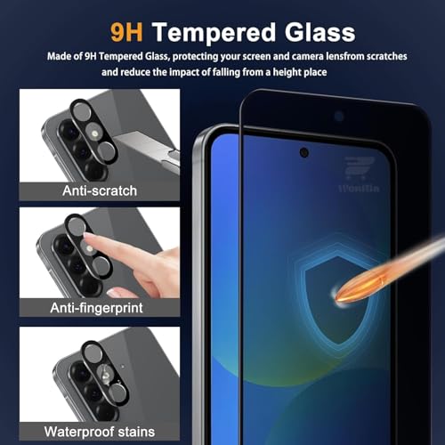 Image of WonRia 2+2 Pack - Privacy Tempered Guard for Samsung A37 | Samsung A57 5G with Camera Lens Protector Screen Guard Protector | Anti-Spy | Case Friendly - Installation Kit