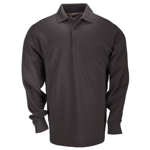 5.11 Tactical Tall Mens Long-Sleeve Professional Polo, Black, Large