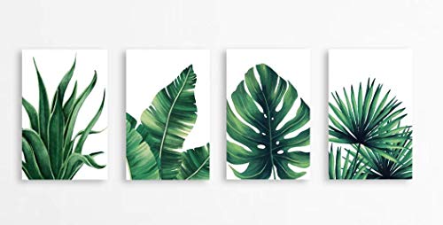 Botanical Prints Wall Art 8X10 Unframed Fall Pictures Boho Sage Green Leaf For Bathrooms, 4 Pieces Tropical Plants Pictures Minimalist Greenery Watercolor Painting, Palm Banana Monstera Green Leaf Wall Decor For Office Bedroom Living Room Wall Art Décor Plants Posters Oil Paintings Posters Prints Watercolor Aesthetic Posters #TOP1