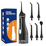 Water flossers for Teeth Pick, Portable Oral Irrigator Dental with 4 Modes 5 Jet Tips, IPX7 Rechargeable Water Tooth Flosser for Braces Sensitive Gum Care，300ml Tank for Home Travel Use