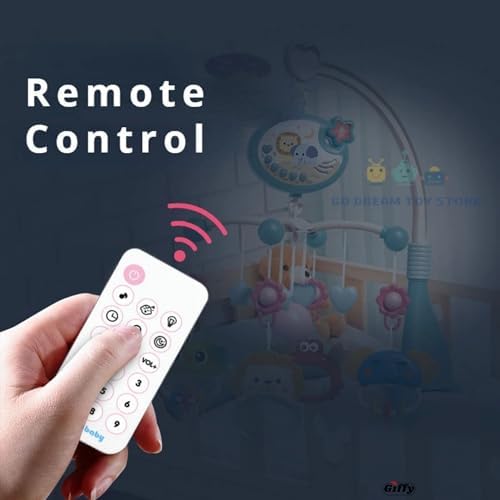 Oyuncak Pilli Işıklı Müzikli Projektörlü Kumandalı Sabitlemeli Dönence Çıngıraklı Dişlikli Bebek Yatıştırıcı Zaman Ayarlı (mavi) - Görsel 7