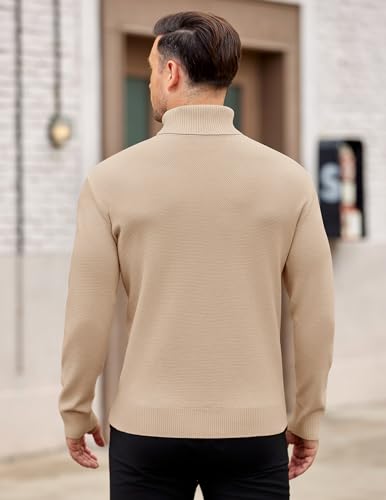 Pull col Roulé Homme COOFANDY Tricot d'Hiver Casual et Business Ajusté Uni - 3