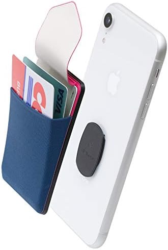 Sinjimoru Wireless Charging Supported Phone Grip Wallet, Credit Card Holder for Back of Phone, Removable iPhone Accessories, Sinji Mount B-Grip, Black