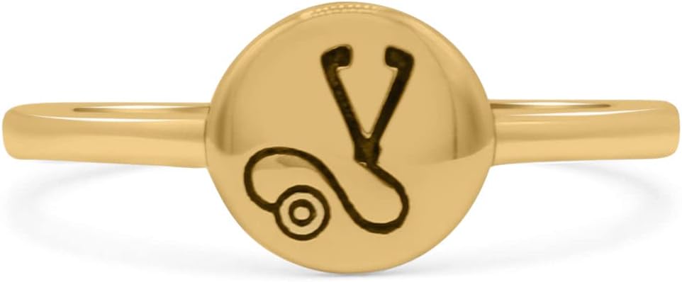 Custom Stethoscope ID Design Jewelry Oxidized Statement Ring Band Solid 925 Sterling Silver Thumb Ring (7.8mm)