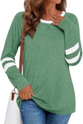 Cuptacc Langarmshirt Damen Basic Pullover Herbst Farbblock Top Causal | Sweatshirt Damen,Langarm,Locker,Zweifarbiges,Longshirt,Alltag,Freizeit