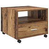 Couleur: Bois ancien, Matériau: Bois d'ingénierie, Dimensions globales: 55 x 55 x 45 cm (L x l x H), Avec tiroir, Avec 1 étagère, Numéro de stockage de: 2, Assemblage requis: Oui