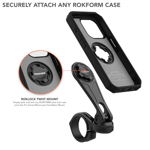 Rokform Motorcycle Handlebar Phone Mount, Version 2, Now mounts to Any Handlebar from 7/8" - 1.5" (22.mm - 38.1mm), Secure Phone via Twist Lock and Built-in Magnet Mount (Black) by Rokform - Image 4