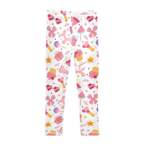 Party Pattern Girls Leggings,Workout Leggings for Girls Toddler Athletic Leggings Size for 3-10T2