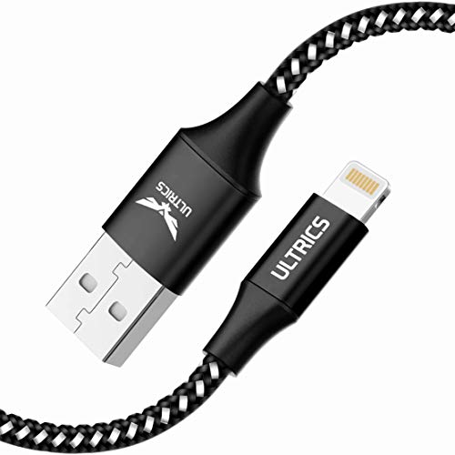 ULTRICS iPhone Charger Cable 2M, Apple MFi Certified Lightning Cable, Nylon Braided USB Fast Charging and Sync Lead Compatible with iPhone 14 Pro Max/ 14 Pro/ 13/12/ 11/ XS/XR/X/SE/iPad/iPod – Black