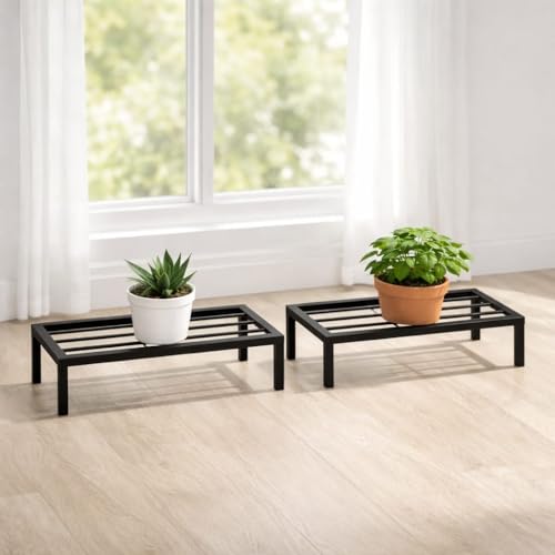 Image of Kundi Plant Stand for Balcony Decoration | Anti-Rust Metal Pot Stand for Indoor & Outdoor Plants | Garden Flowerpot Stand | Black | 24 Inch | (Pack of 4) (Pack of 2)