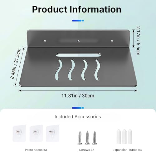 Image of HASTHIP Metal Wall Mount Camera Shelf Small Wall Shelf No Drill | 6.89 x 9INCH Self Adhesive Universal Small Floating Shelfs for Security Cameras, Speakers, Wireless Cameras