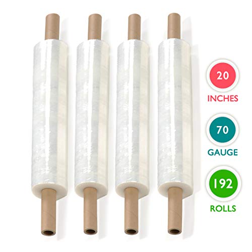 Image of Stretch Wrap 20 inch x 1000 Feet, Clear, Extended Core Handle