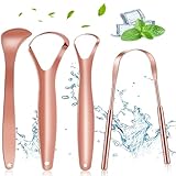 Reaindeer 4PCS Pure Copper Tongue Scraper for Adults,Tongue Scraper with Travel Friendly Cases,Easy to Use, Tongue Cleaner for Oral Care & Hygiene