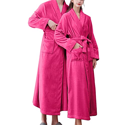 Bata de baño de felpa con capucha para mujer, bata de baño de franela de doble bolsillo, suave y cálida, de terciopelo de doble cara, pijama y ropa de baño, bata de casa con capucha, f, L