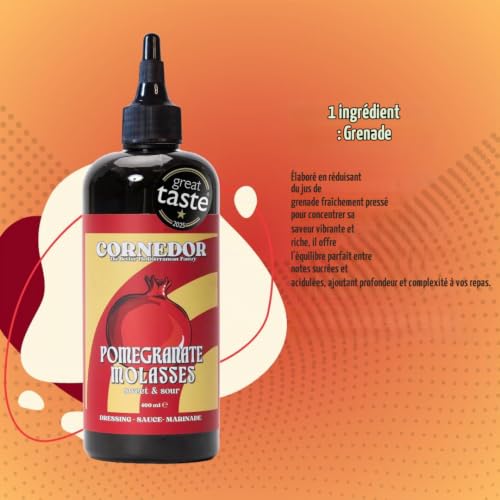 CORNEDOR - Mélasse de grenade 100% pure - Parfaite pour les marinades, les vinaigrettes et autres | Équilibre aigre-doux | Sans sucre ajouté ni arômes artificiels | 250ml (400 ml, Grenade) – vue 6