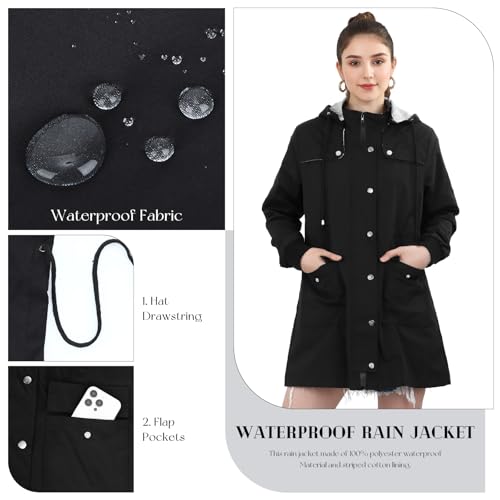 SUKUTU Rain Jacket Women Waterproof Raincoat Lightweight Windbreaker Outdoor Jacket Hooded Trench Coat3