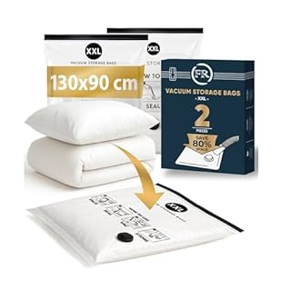 FiRiO XXL Sacchi Sottovuoto Piumoni e Coperte I 2 PEZZI I Taglia XXL: 130x90 cm I Sacchetti Sottovuoto Piumoni, Buste Sottovuoto Piumini I Large Vacuum Bags for Bedding I Sacchi Sottovuoto Grandi