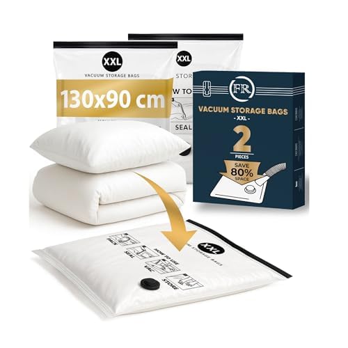 FiRiO XXL Sacchi Sottovuoto Piumoni e Coperte I 2 PEZZI I Taglia XXL: 130x90 cm I Sacchetti...