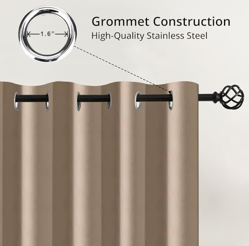 Image of Cloth Fusion Blackout Curtains, Beige, Door 7 ft, Set of 2 | 3-Layer Triple Weave, Up to 90% Light Block, Thermal Insulated, Premium Steel Grommets, Set of 2