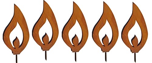 Küstenambiente 5er Set Flamme mit Gewinde Rost Garten Weihnachtsdeko Edelrost Kerzenflammen