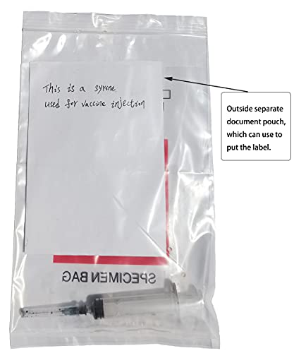 Daarcin Biohazard Specimen Bags,100Pcs 6X9In/15X25Cm With Biohazard Red Logo Printing, Ziplock Top Sample Bags With Outside Pocket Paperwork Pouch #TOP3