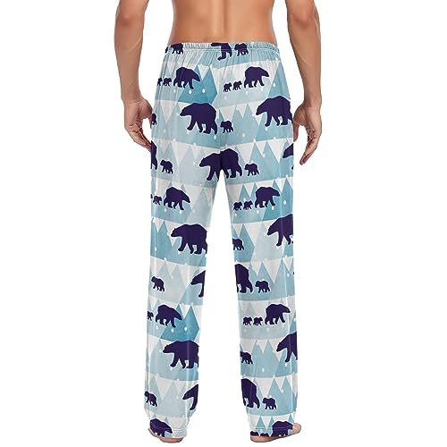 Winter Polar Bear Pajama Pants White Snowflakes Lounge Sleepwear PJs Men's Pajama Bottoms Casual Sleep Pants XL2