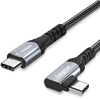 Fasgear 100W USB-C Cable with E-Marker Chip, 3ft 90 Degree 5A Power Delivery USB 3.1 Gen 2 Type C to C 10Gbps Data Fast Charging Cord Compatible for Google Pixel 4 3 2 XL,Macbook,Pixelbook,S20,Black