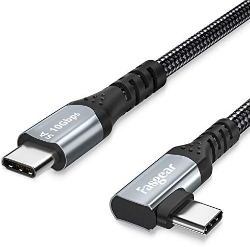 USB C to USB C 3.1 Gen 2 Cable 6ft 90-Degree Fasgear Type C 100W Cord 4K@60Hz Video Output 5A Power Delivery Charging Wire Compatible for MacBook,iPad Pro,Pixelbook,Oculus Link,T5 LaCie SSD (Black)