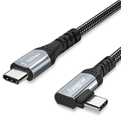 Kabel Fasgear 100W USB-C z chipem E-Marker, 90 stopni 5A Zasilanie USB 3.1 Gen 2 Typ C do C Przewód szybkiego ładowania danych 10 Gb/s Kompatybilny z Google, Macbook, Pixelbook, S20, (3m, Czarny)
