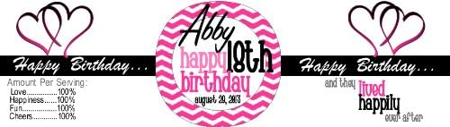 30 Personalized Water Bottle Labels Birthday Party Favors Pink Circle Chevron