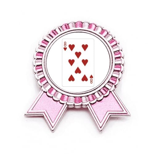 Broche en forme de cœur avec cartes à jouer rose métal taille M pour vêtement