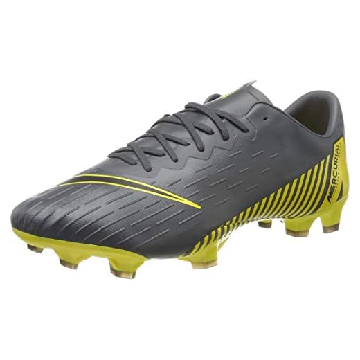 Nike Men's Vaporx 12 Pro Fg Footbal Shoes, Dark Grey/Black/Yellow, 13