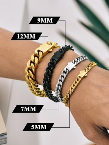 Richsteel RH20461K-7-21-RUS Durable Cuban Link Bracelet For Men Gold Plated Stainless Steel Bracelets thumb #6