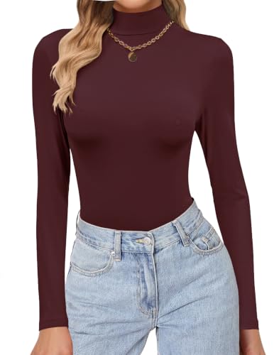 Image of Ekouaer Womens Turtleneck Shirts Long Sleeve Lightweight Fitted Thermal