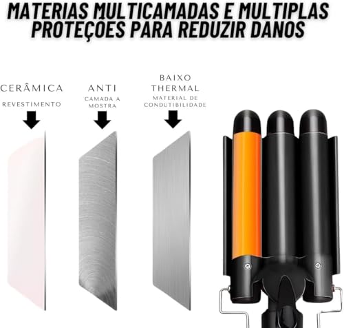 Modelador de Cachos 25mm Bivolt Profissional - Turmalina e Cerâmica, Ondas Perfeitas Anti Estático,