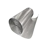 BTHAO Wärmereflektierende Luftpolsterfolie, Doppelte Alu-Luftpolsterfolie, Dämmmaterial Für Wärmedämmung, Dachdämmung, Fassadendämmung & Bodendämmung Altbausanierung Geeignet(Size:1x30m/3.2x98.4ft)