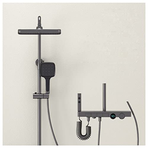 TYHAYJYK Sistema de Ducha termostático, Pantalla de Temperatura, Cabezal de Ducha Tipo Lluvia con Ducha de Mano, Juego de Grifo de Ducha con rociador de Mano, Juegos de grifos de bañera, ro
