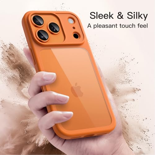 Image of JETech Case for iPhone 17 Pro Max 6.9-Inch, Shockproof Phone Bumper Cover, Solid Color Matte TPU Frame, Anti-Scratch Clear Back (Orange)