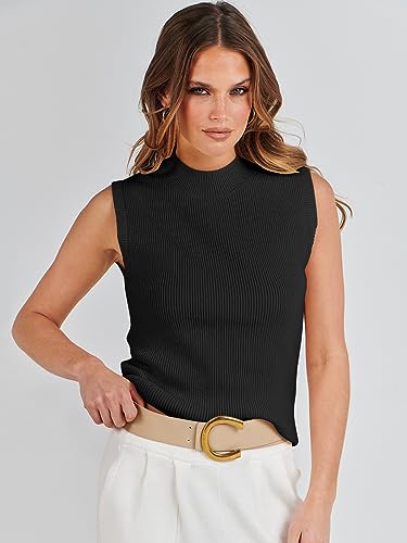 ANRABESS Womens Summer Sleeveless Tops Casual Mock Neck Loose Fit Knit Lightweight Sweater Pullover Top3