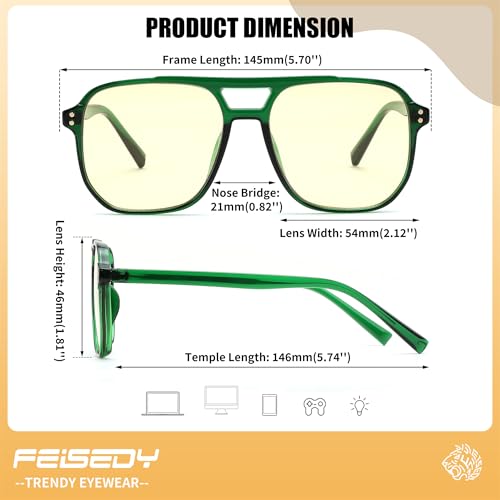 Image of FEISEDY Amber Blue Light Glasses for Computer Gaming Orange /Yellow lens Anti Eyestrain Sleep Glasses G2835
