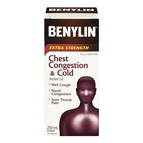 Benylin Extra Strength Chest Congestion Cherry Menthol Flavor Syrup, 250ml 8.45 Fluid Ounces