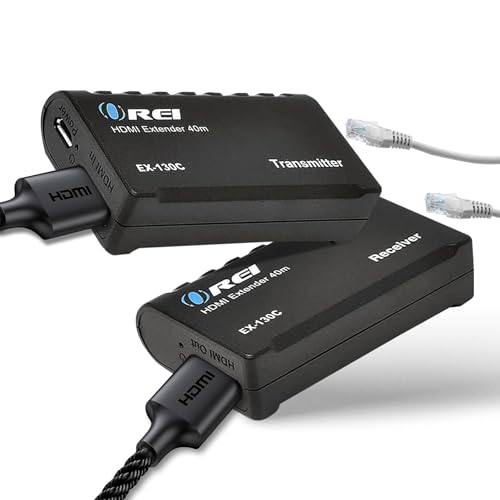 HDMI to Ethernet Over CAT6/CAT7 by OREI Extender RJ45 Upto 130 Feet - 1080P Full HD POC Transmitter & Receiver (EX-130C)